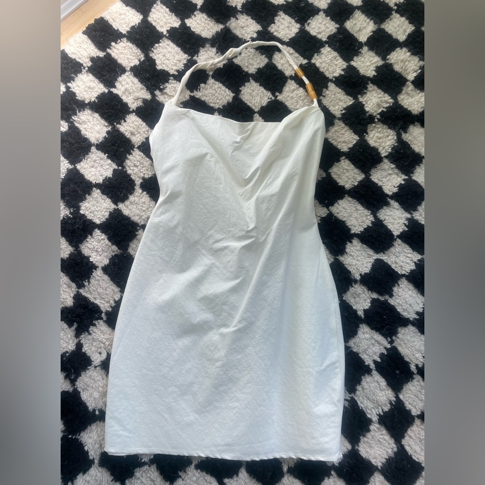 NWT Zara White Linen Halter Dress